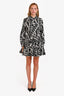 Sézane Black/White Cotton Eyelet Floral Printed Button Down Dress Size 40