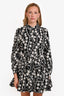 Sézane Black/White Cotton Eyelet Floral Printed Button Down Dress Size 40