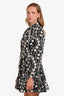 Sézane Black/White Cotton Eyelet Floral Printed Button Down Dress Size 40