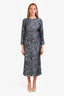 'S Max Mara Brown/Blue Silk Paisley Pattered Maxi Dress Size 6
