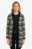M Missoni Blue/Yellow/Black Zigzag Knit Open Front Long Cardigan Size 38