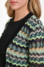 M Missoni Blue/Yellow/Black Zigzag Knit Open Front Long Cardigan Size 38