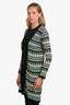 M Missoni Blue/Yellow/Black Zigzag Knit Open Front Long Cardigan Size 38