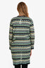 M Missoni Blue/Yellow/Black Zigzag Knit Open Front Long Cardigan Size 38