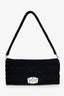 Miu Miu Navy Velvet Matelasse Crystal Flap Shoulder Bag with Strap