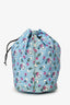Miu Miu Blue Nylon Floral Print Pouch
