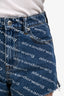 Alexander Wang Navy/White Denim Monogram Shorts Size 24