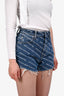 Alexander Wang Navy/White Denim Monogram Shorts Size 24