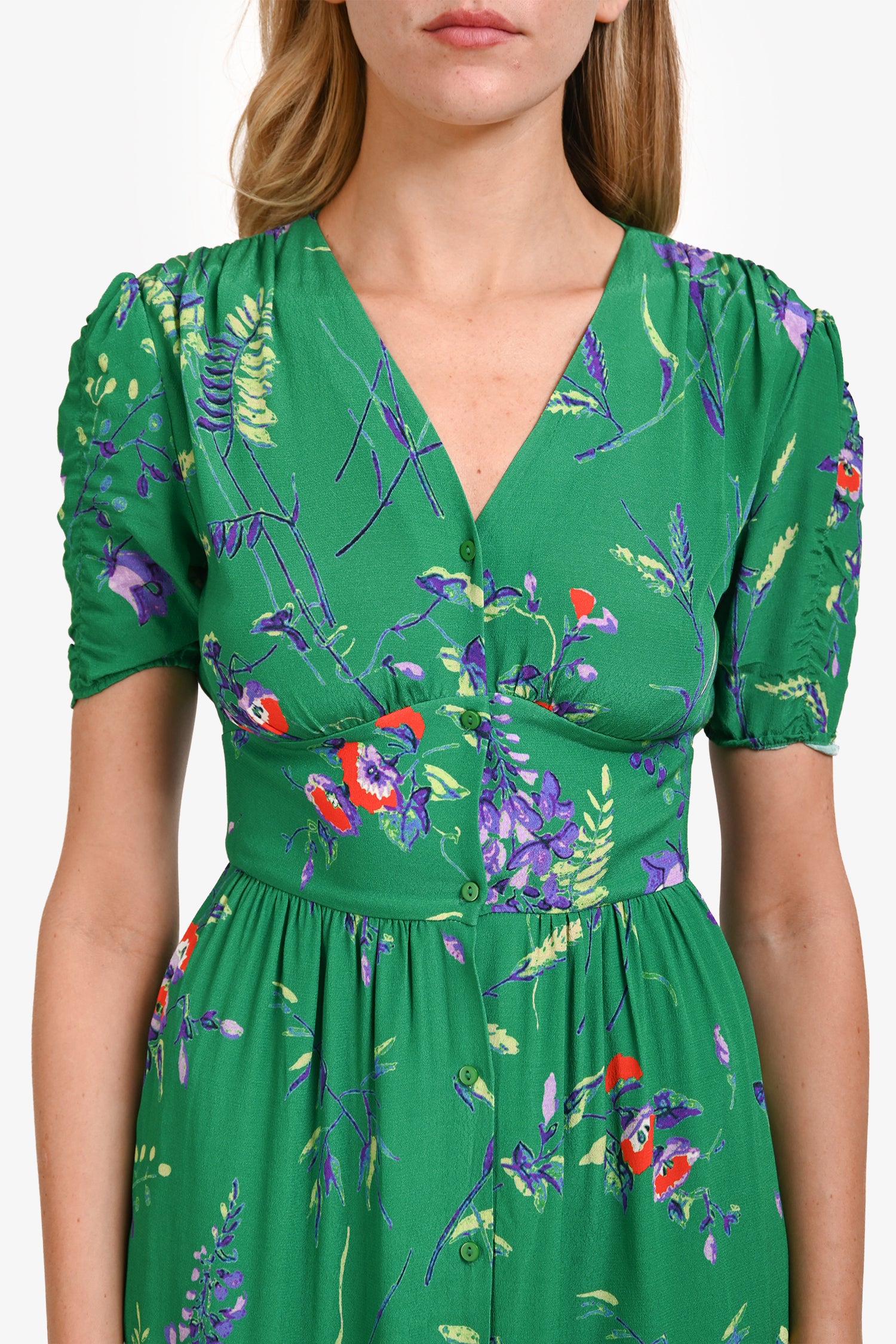 maje green floral dress Fluid printed scarf dress Green For Women
