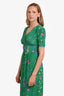 Maje Green Floral Print Short Sleeve Midi Dress Size 1