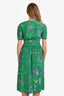 Maje Green Floral Print Short Sleeve Midi Dress Size 1