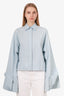 Celine Blue Oversized Draped-cuff Button Down Shirt Estimated Size M