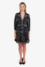 Sandro Black/White Amber Printed Satin-Twill Mini Dress Size 1