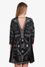 Sandro Black/White Amber Printed Satin-Twill Mini Dress Size 1