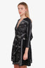 Sandro Black/White Amber Printed Satin-Twill Mini Dress Size 1