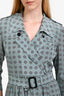 Burberry London Blue Silk Printed Trench Belted Dress Size 6