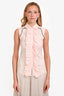 MCQ By Alexander Mcqueen Pink/Black Cotton Sleeveless Ruffle Top Size IT 42