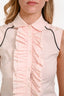 MCQ By Alexander Mcqueen Pink/Black Cotton Sleeveless Ruffle Top Size IT 42
