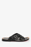 Christian Louboutin Black Leather 'Emir' Flat Sandals Size 42 Mens