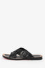 Christian Louboutin Black Leather 'Emir' Flat Sandals Size 42 Mens