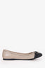 Salvatore Ferragamo Beige/Grey Leather Logo Flats Size 7.5