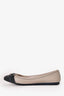 Salvatore Ferragamo Beige/Grey Leather Logo Flats Size 7.5