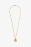 Hermès Gold Tone Metal Curiosite Kelly Guilloche Charm Necklace