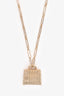 Hermès Gold Tone Metal Curiosite Kelly Guilloche Charm Necklace
