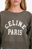 Celine Green Logo Printed Crewneck Sweater Size L