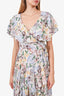 Maje White/Floral Maxi Ruffled Wrap Dress Size 34