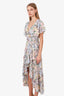 Maje White/Floral Maxi Ruffled Wrap Dress Size 34