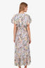 Maje White/Floral Maxi Ruffled Wrap Dress Size 34