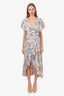 Maje White/Floral Maxi Ruffled Wrap Dress Size 34