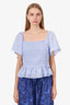 ASTR Blue Off The Shoulder Ruffled Crop Top Size M