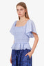 ASTR Blue Off The Shoulder Ruffled Crop Top Size M