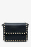 Valentino Black Leather Rockstud Small Flap Bag