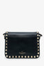 Valentino Black Leather Rockstud Small Flap Bag