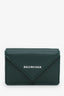 Balenciaga Green Leather Papier Mini Compact Wallet