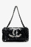Pre-Loved Chanel™ 2008-09 Black/Silver Sequin Flap CC Logo Shoulder Bag