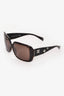 Pre-Loved Chanel™ Dark Brown Tortoise Crystal Embellished CC Sunglasses