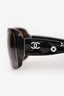 Pre-Loved Chanel™ Dark Brown Tortoise Crystal Embellished CC Sunglasses