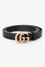 Gucci Black Leather Pearl GG Thin Marmont Belt Size 110/44