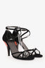 Prada Black Suede Pink/Grey Heels Size 39