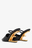 Fendi Black Leather F 'Fendi First' Mule Heels Size 38.5