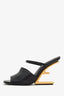 Fendi Black Leather F 'Fendi First' Mule Heels Size 38.5