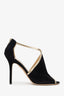 Jimmy Choo Black/Gold Suede Cross Strap Fey Sandals Size 38