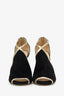 Jimmy Choo Black/Gold Suede Cross Strap Fey Sandals Size 38