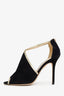 Jimmy Choo Black/Gold Suede Cross Strap Fey Sandals Size 38