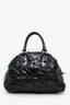 Prada Black Patent Leather Chevron Quilted Large Dome Tote Bag