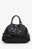 Prada Black Patent Leather Chevron Quilted Large Dome Tote Bag